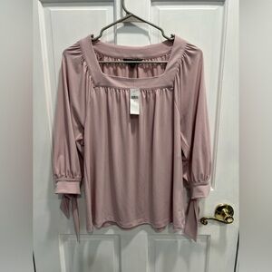 BANANA REPUBLIC NWT Square Neck Pink Blouse Tie Sleeves Size Small BRAND NEW